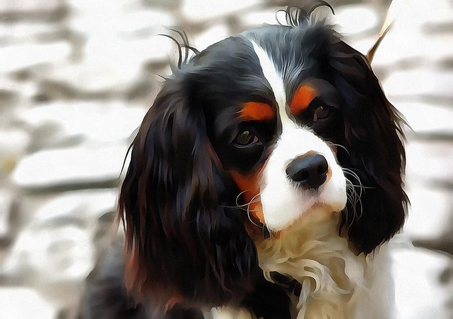 Portrait Of A King Charles Cavalier Spaniel Painting by Taiche Acrylic Art