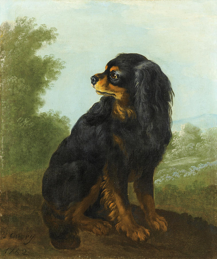 Portrait of a King Charles Spaniel Painting by Jacques-Charles Oudry