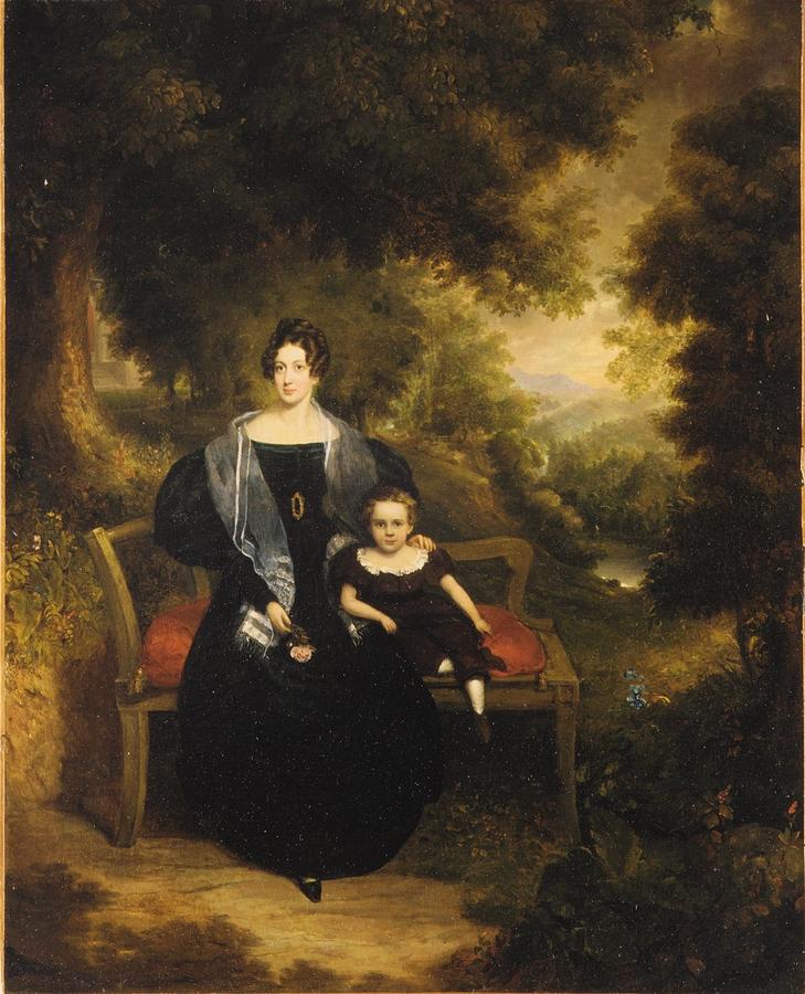 Portrait of a Lady and Child Painting by MotionAge Designs