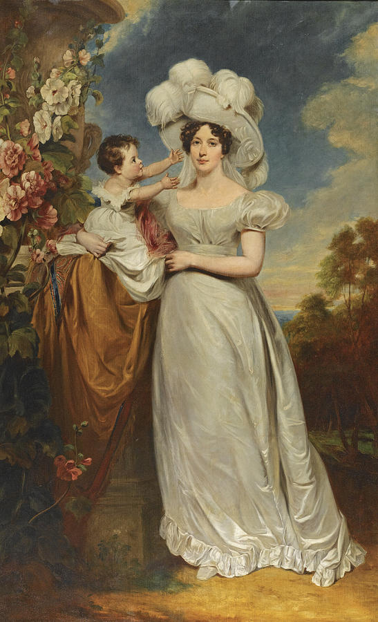 Portrait of a Lady and Child Painting by George Henry Harlow