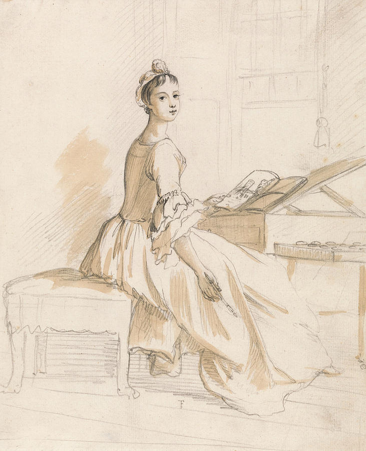 Portrait of a Lady at a Drawing Table Drawing by Paul Sandby