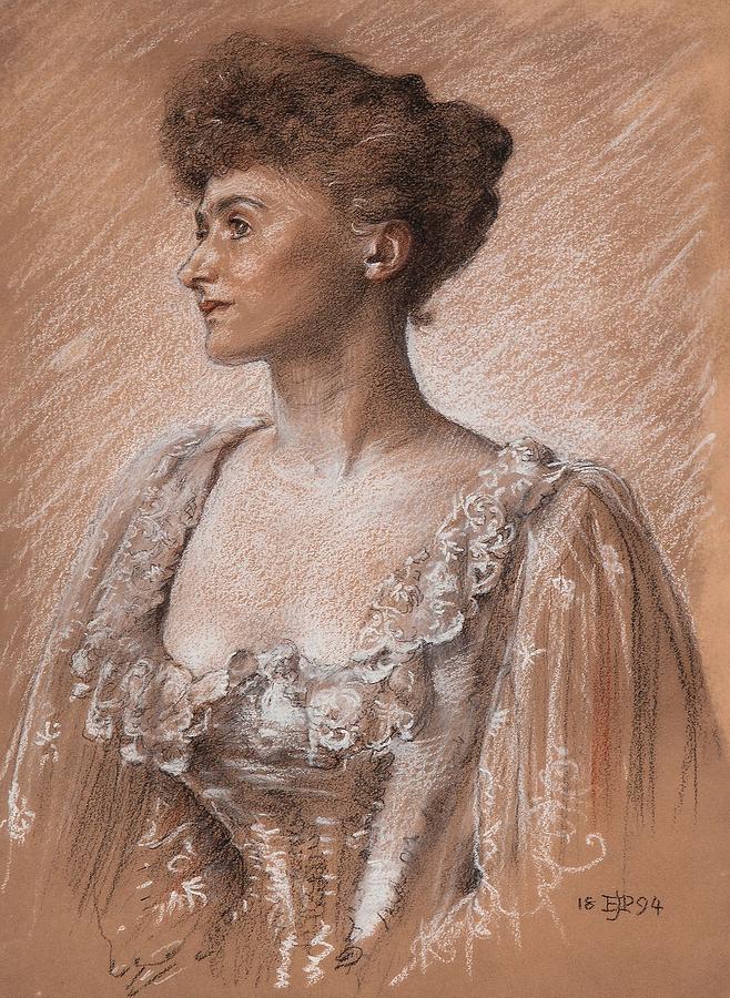 Woman Painting - Portrait of a lady by Edward John