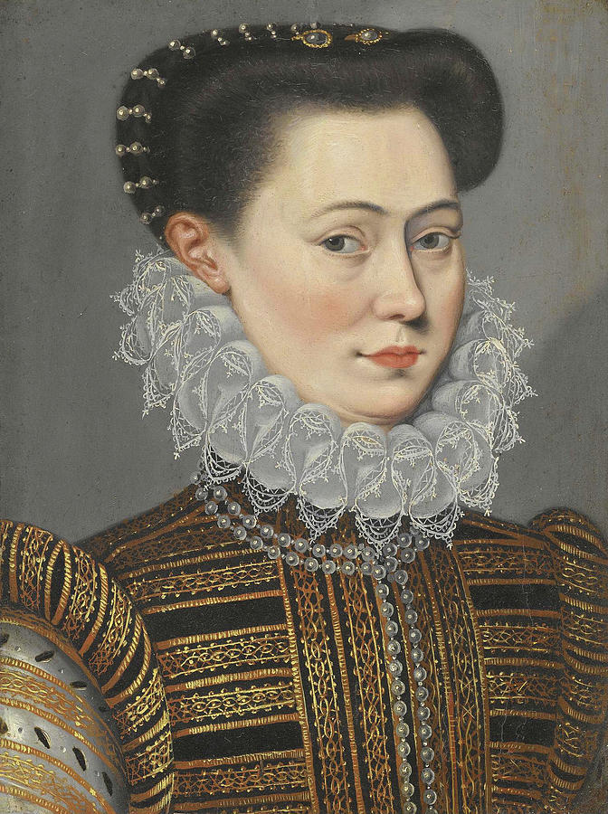 Portrait of a Lady Head and Shoulders in a Lace Ruff Painting by Follower of Frans Pourbus the Younger