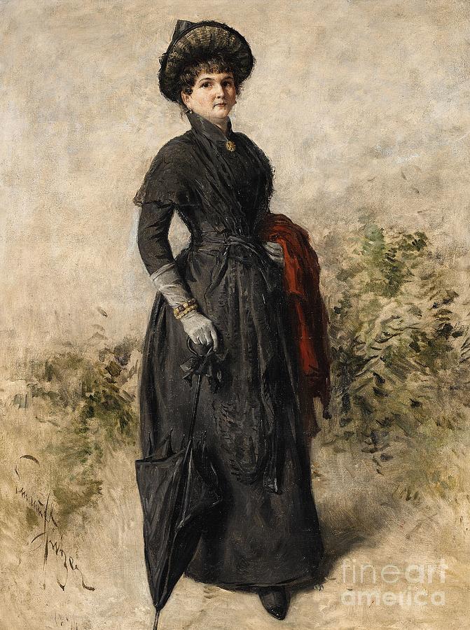 lady in a black dress painting