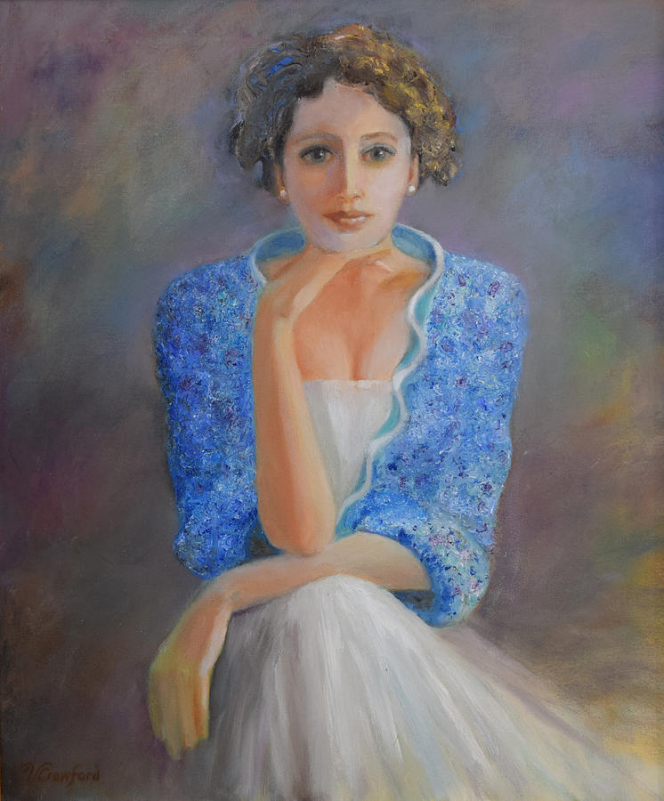 Portrait of a Lady in Blue Painting by Verlaine Crawford