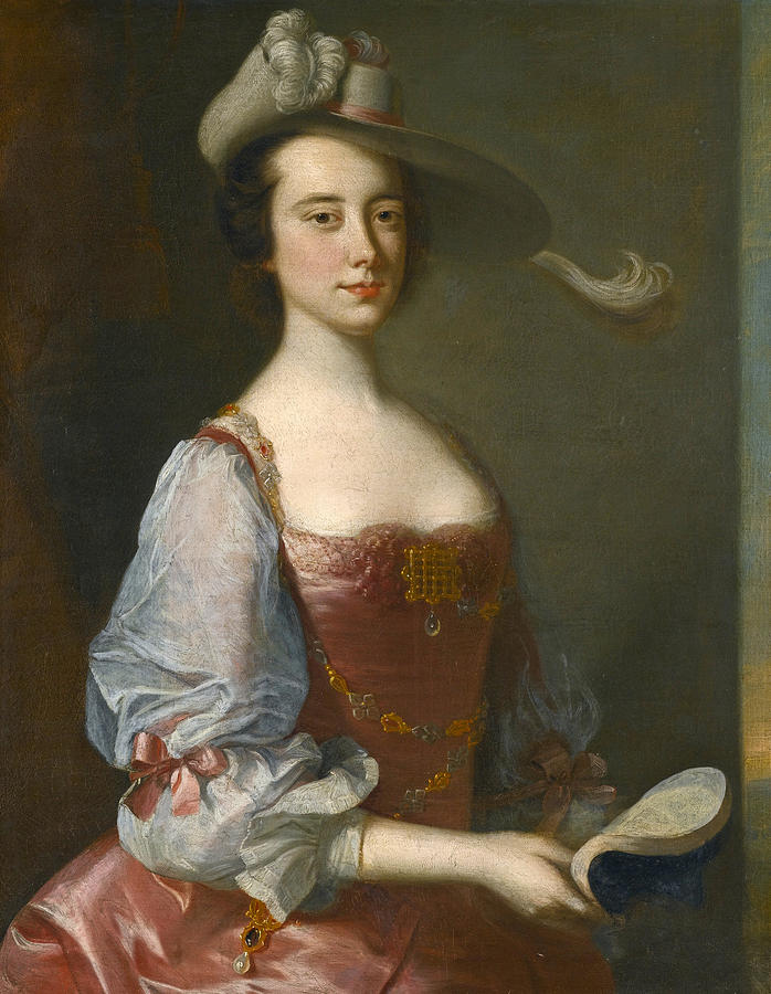 Portrait of a Lady in Van Dyck dress Painting by Thomas Hudson