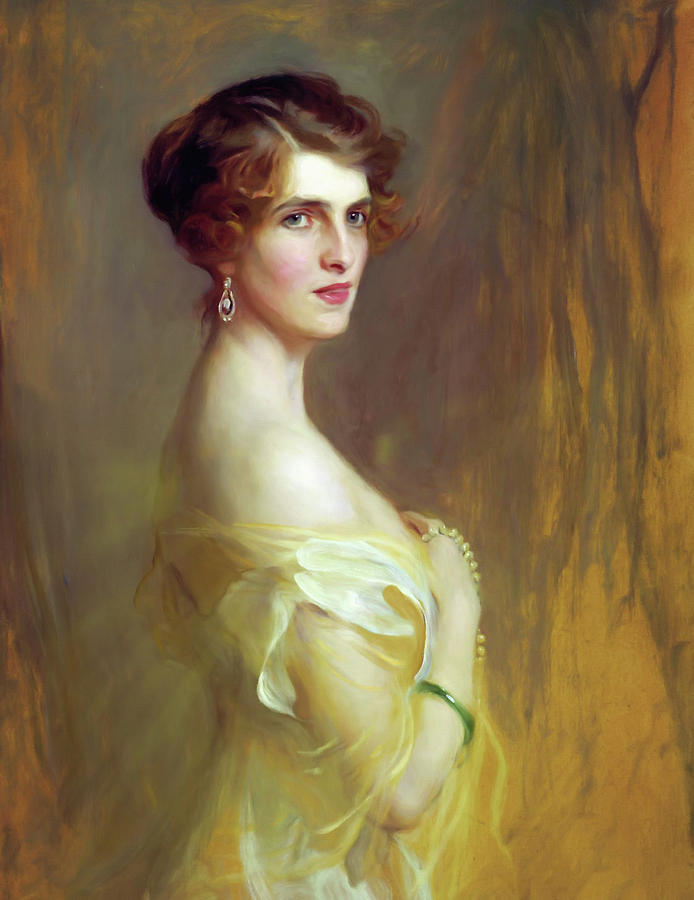 Beautiful Woman Mixed Media - Portrait Of A Lady In Yellow by Georgiana Romanovna