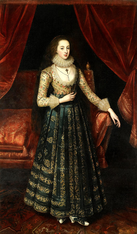 Robert Peake Painting - Portrait of a Lady by Robert Peake the Elder