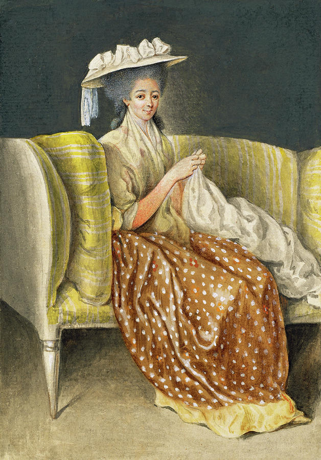 Portrait of a Lady Sewing Painting by Daniel Nikolaus Chodowiecki