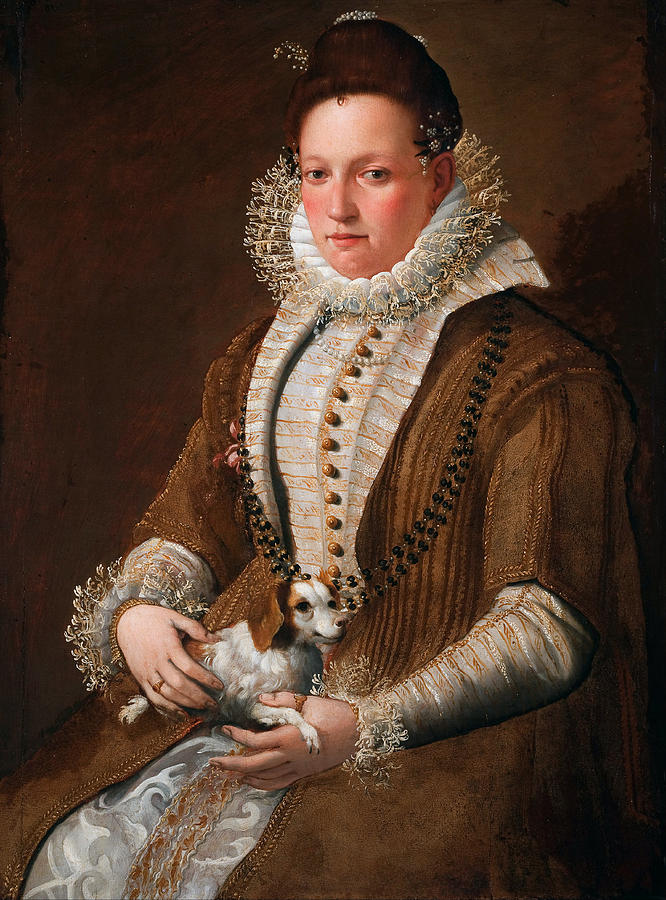 Lavinia Fontana Painting - Portrait of a Lady with a Dog by Lavinia Fontana