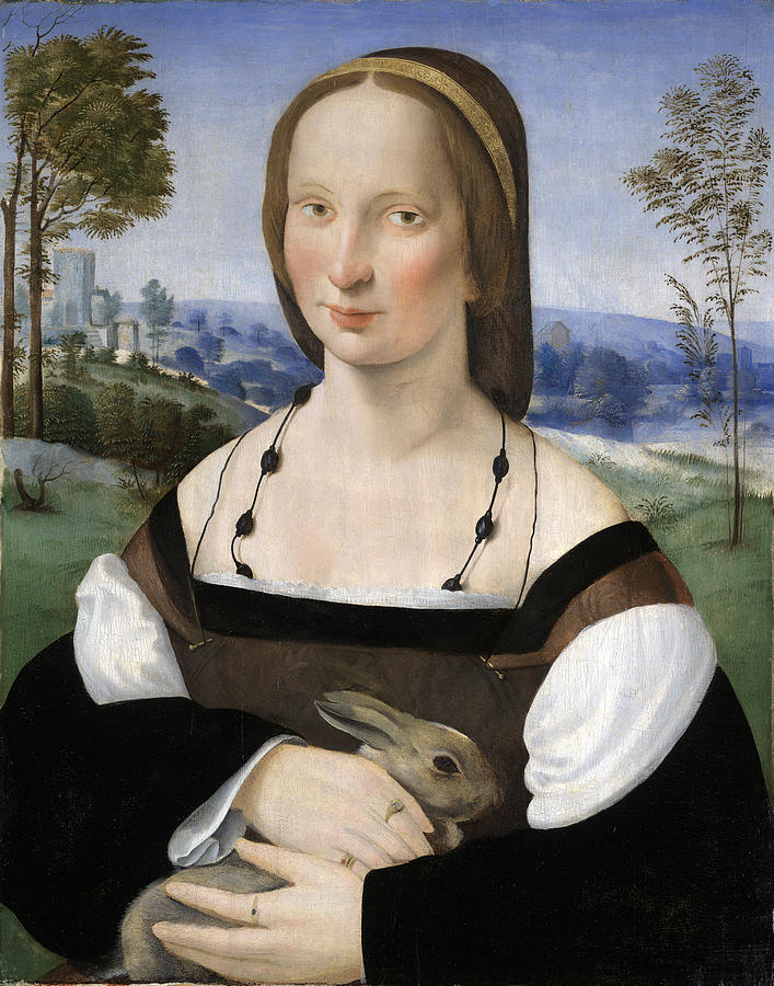 Portrait of a Lady with a Rabbit Painting by Ridolfo Ghirlandaio