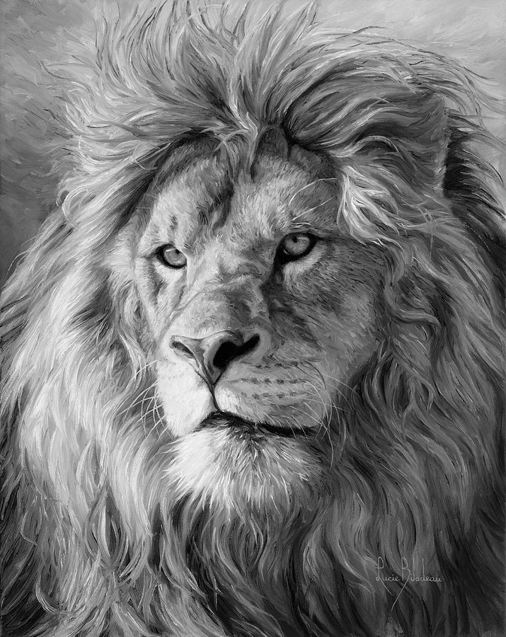 Portrait Of A Lion Black And White