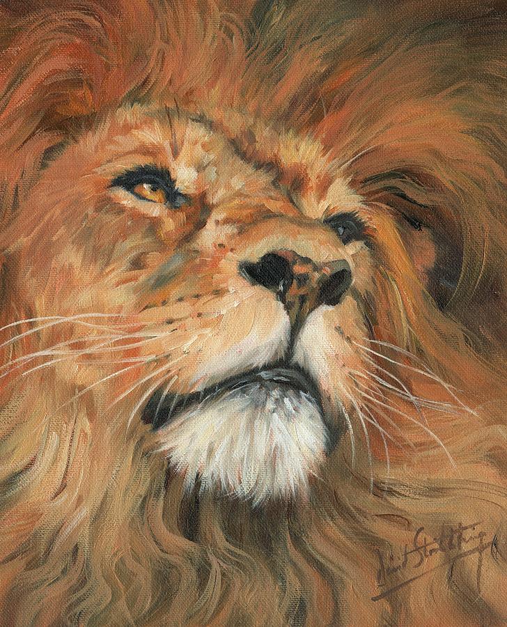 Portrait of a Lion Painting by David Stribbling