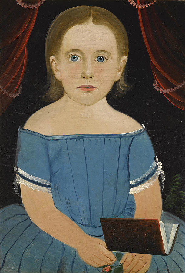 Portrait of a Little Girl in a Blue Dress Painting by William Matthew Prior