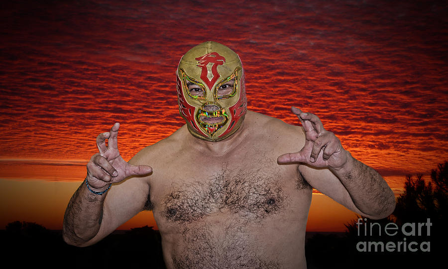 Portrait of a Luchador Chicano Flame at the End of a Day Photograph by Jim Fitzpatrick