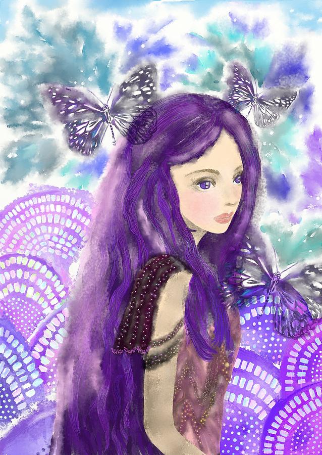 Portrait Of A Maiden In Purple Winter Painting