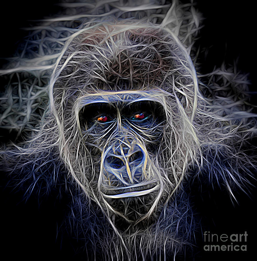 Portrait of a Male Ape digitally altered Digital Art by Jim Fitzpatrick
