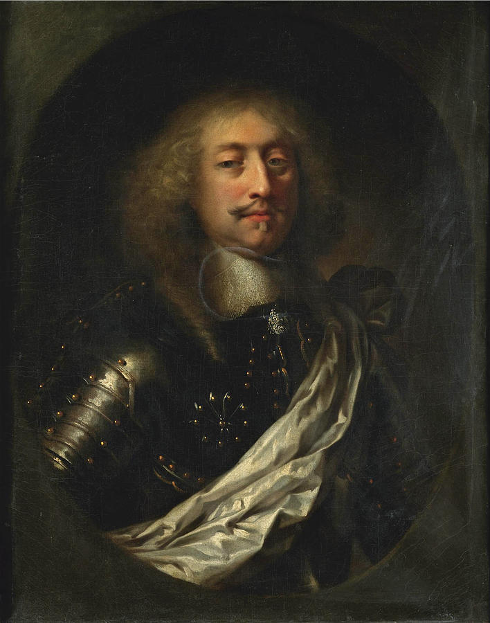 Portrait of a man half length wearing armour and white silk sash Painting by Attributed to Claude Lefebvre