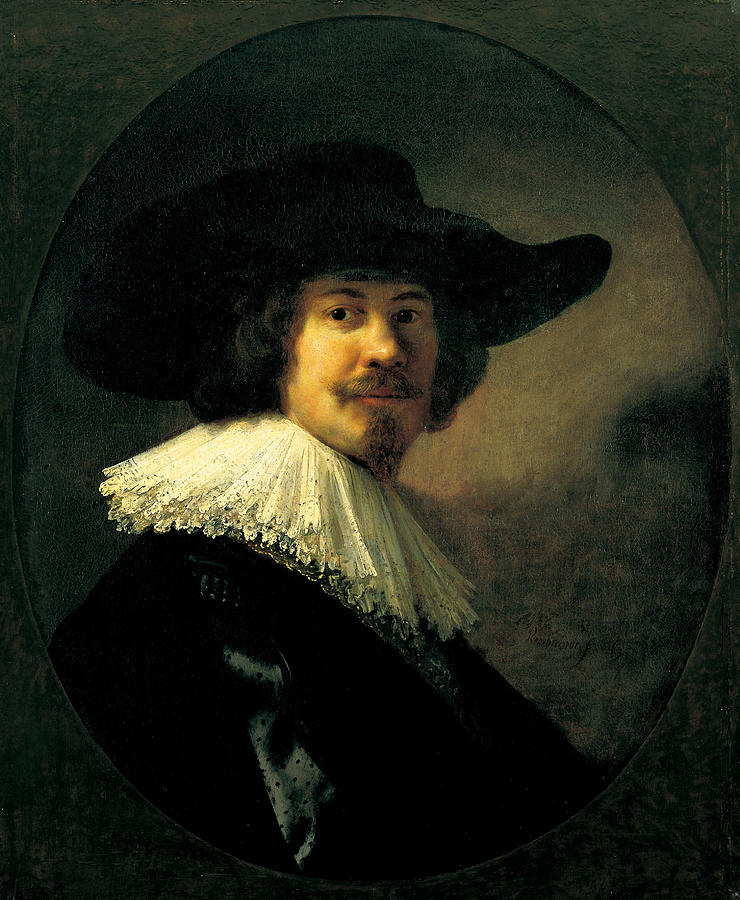 Portrait of a Man in a Broad-Brimmed Hat Painting by Rembrandt