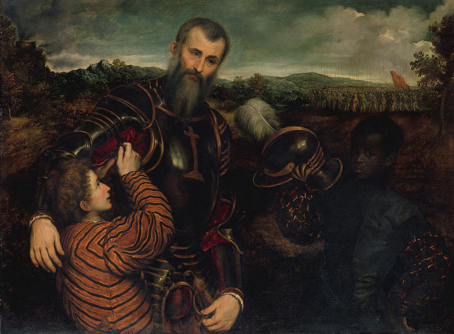 Portrait Of A Man In Armor And Two Pages Painting by Mountain Dreams