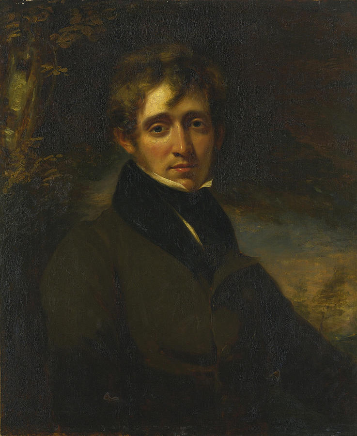Portrait of a man said to be the Poet Thomas Moore Painting by John Opie
