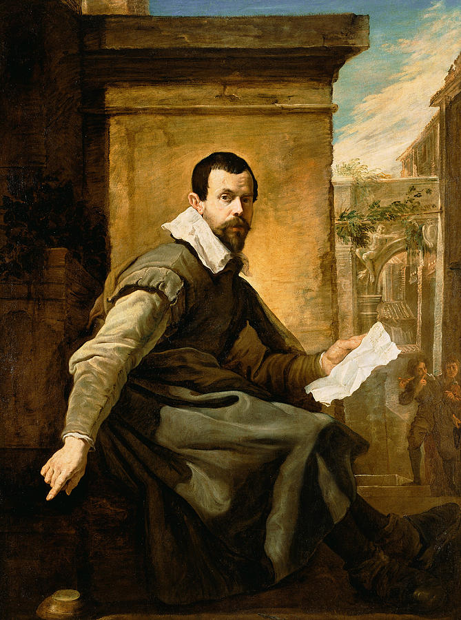 Portrait of a Man with a Sheet of Music Painting by Domenico Fetti