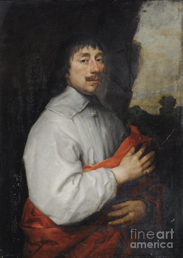 Portrait Of A Man With Red Drapery Painting by Celestial Images