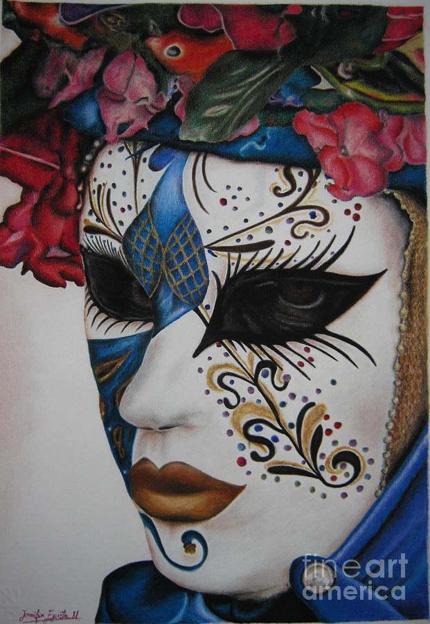 Venice Drawing - Portrait of a Mask. by Jennifer Egista Milani