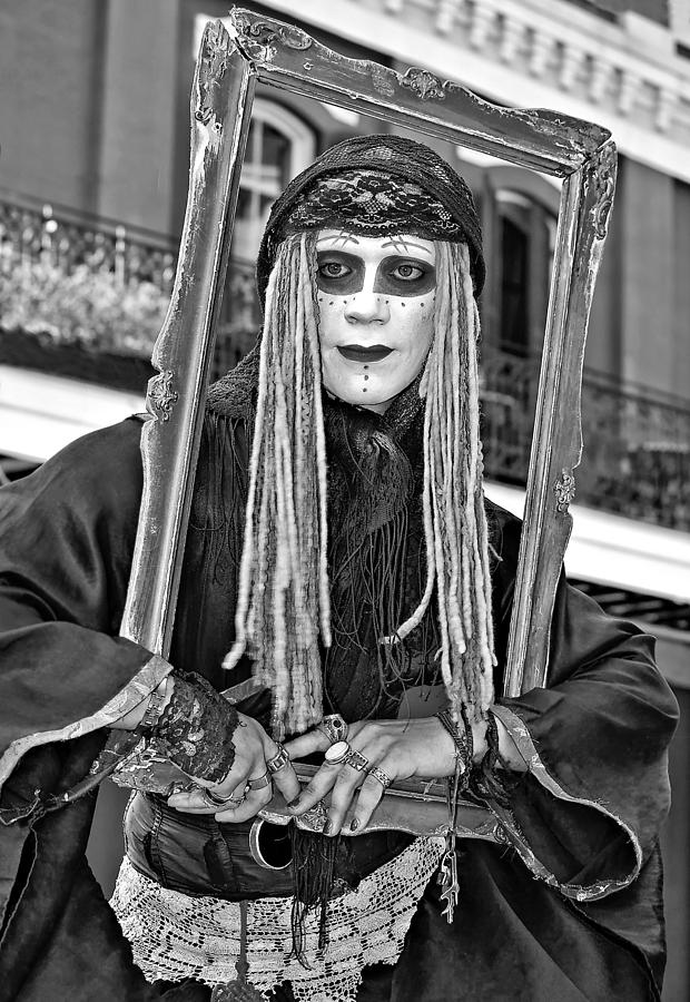 New Orleans Photograph - Portrait of a Mime monochrome by Steve Harrington