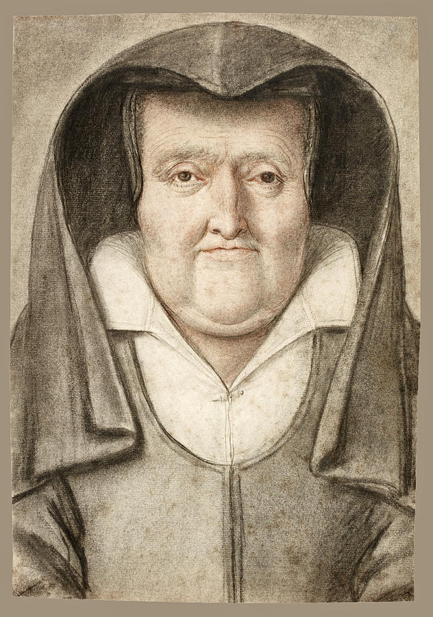 Portrait of a Nun Drawing by Nicolas Lagneau