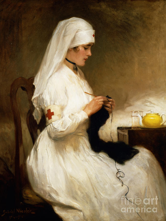 Portrait Painting - Portrait of a Nurse from the Red Cross by Gabriel Emile Niscolet