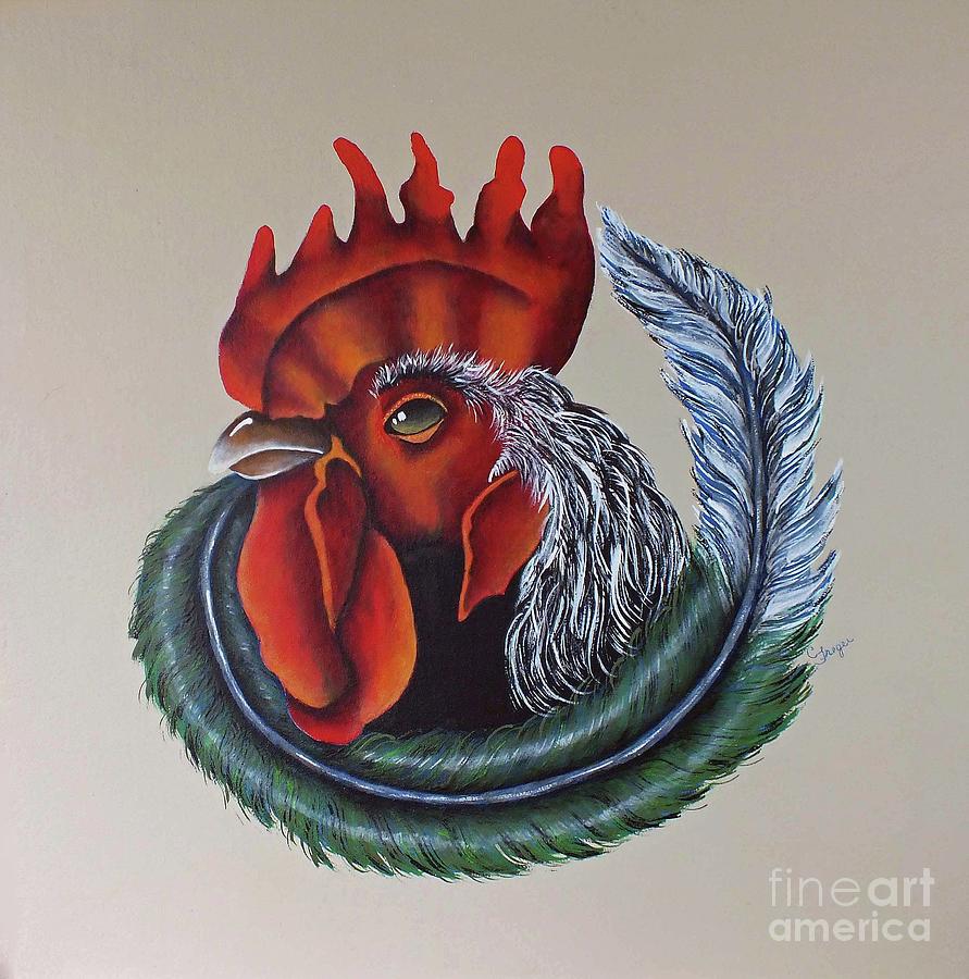 Portrait Of A Rooster - Acrylic Painting Painting