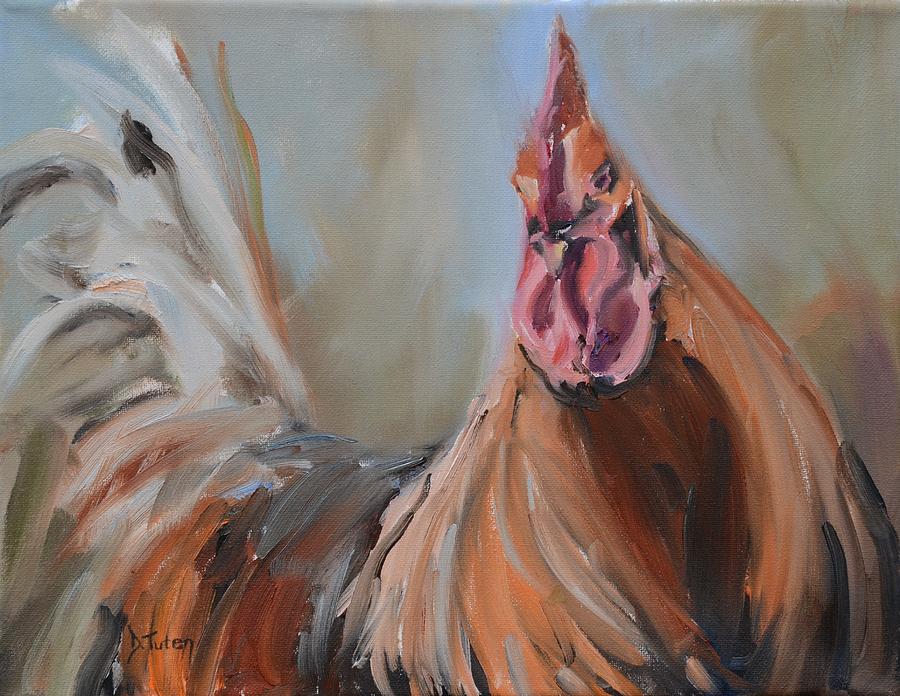 Portrait of a Rooster Painting by Donna Tuten