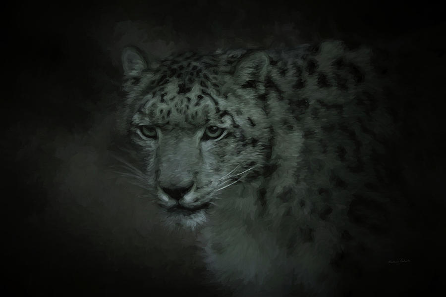Portrait of a Snow Leopard Digital Art by Ernest Echols