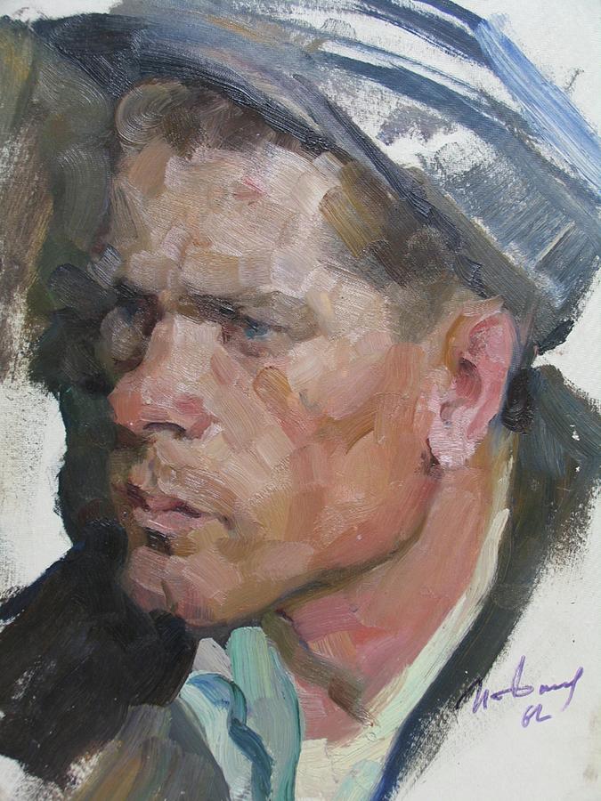 Portrait Painting - Portrait of a Soviet Worker by Ivan Filichev