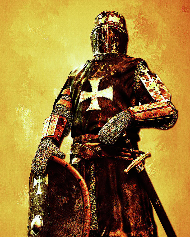 Portrait Of A Templar Knight Digital Art by KaFra Art Pixels