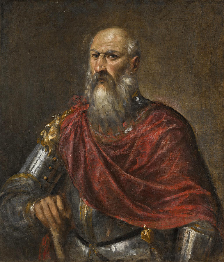 Portrait of a Venetian Admiral, possibly Francesco Duodo Painting by Titian