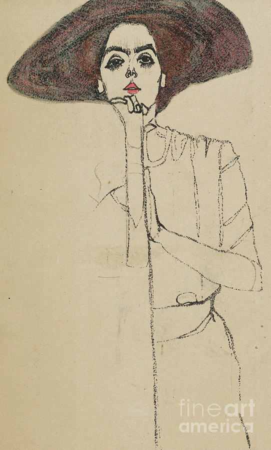 Portrait of a Woman, 1910 Drawing by Egon Schiele