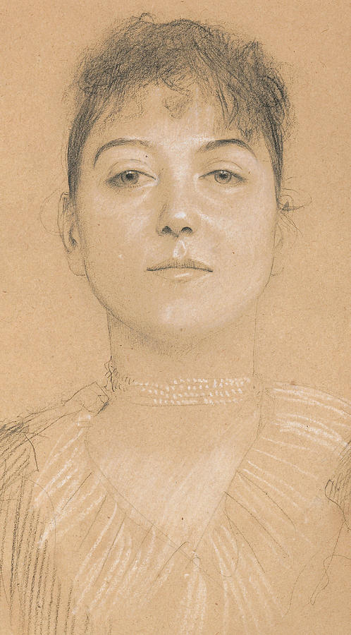 Portrait of a Woman Drawing by Gustav Klimt