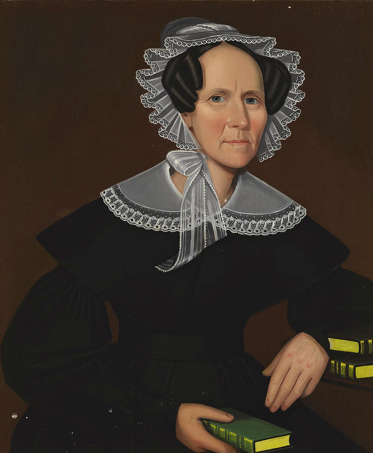 Portrait of a Woman holding a Book Painting by Ammi Phillips