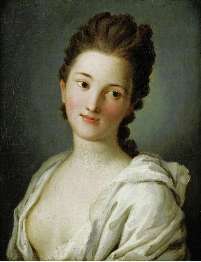 Portrait of a Woman in white Clothing Painting by Pietro Rotari