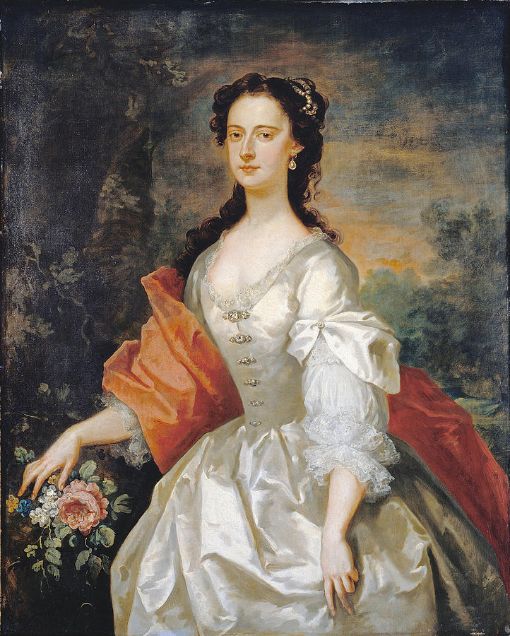 Portrait of a Woman in White Painting by John Vanderbank