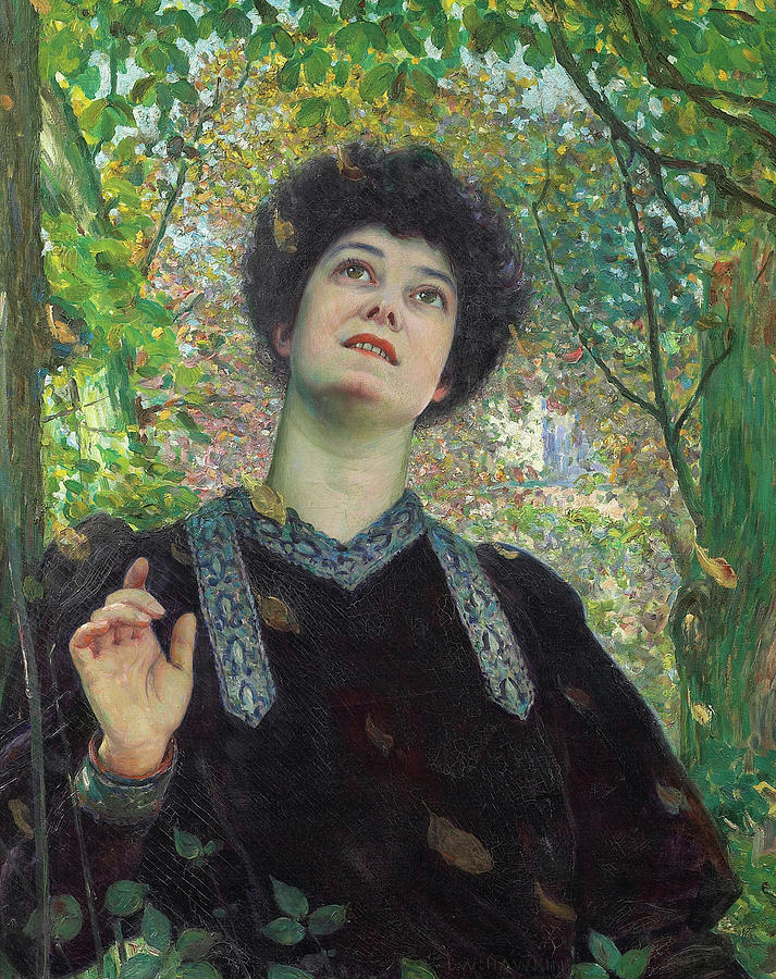 Portrait of a Woman Looking Up Painting by Louis Welden Hawkins