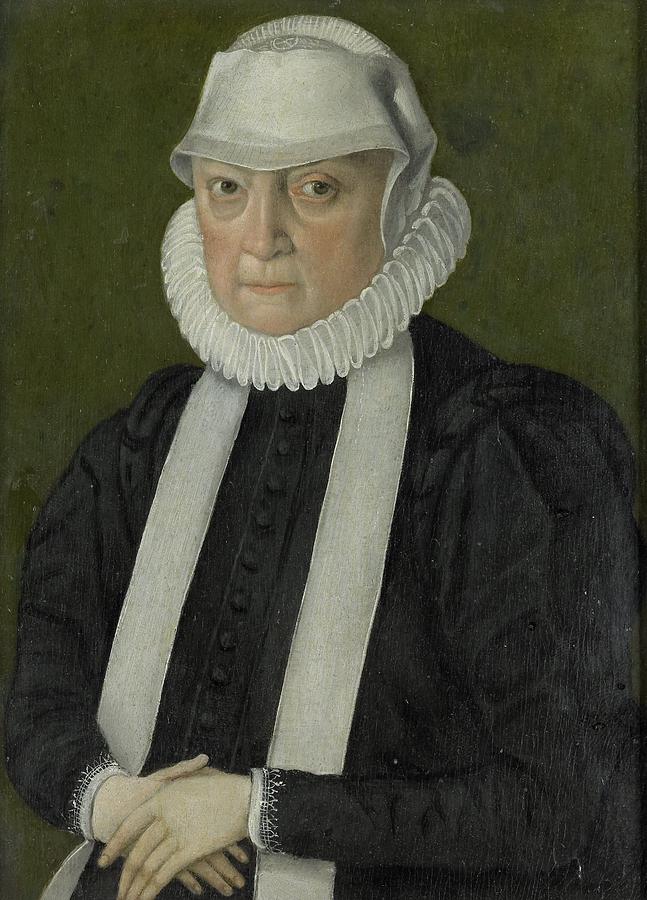 Portrait of a Woman, probably Anna Jagellonia, Queen of Poland, 1570 - 1580 Painting by Vincent Monozlay