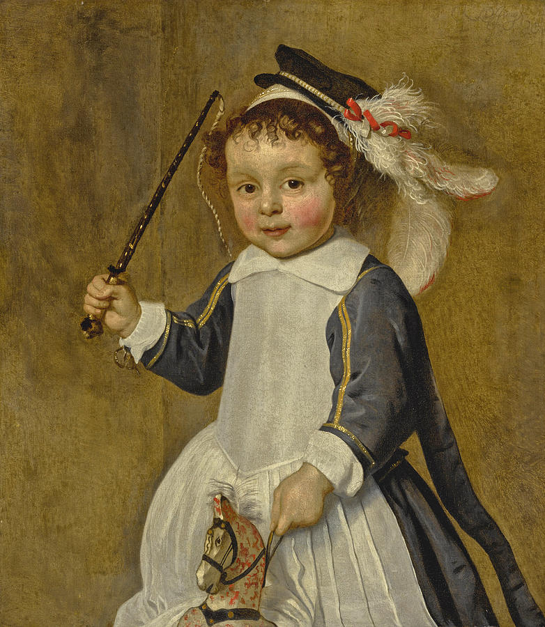 Portrait of a Young Boy on a Hobby Horse, Three-Quarter Length Painting by Ludolph de Jongh