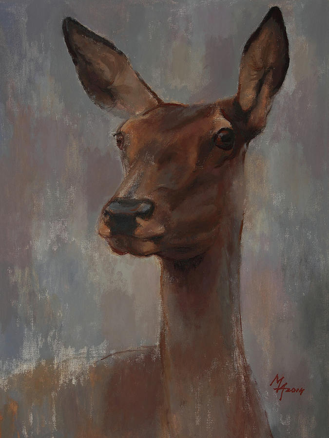 Portrait of a Young Doe Painting by Attila Meszlenyi