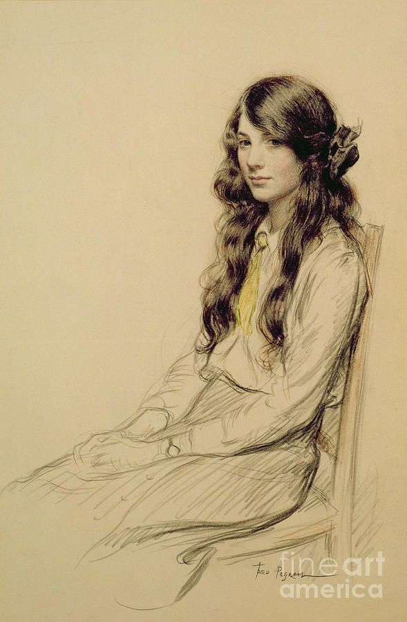 Portrait of a Young Girl circa 1914 by Frederick Pegram Pastel by Frederick Pegram