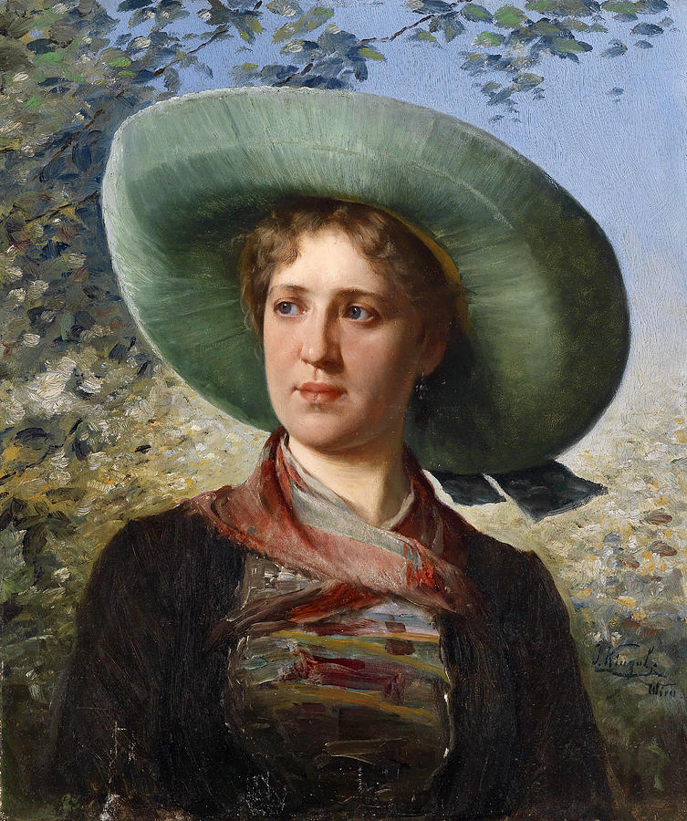  Portrait of a Young Girl in Traditional Costume Painting by Josef Kinzel
