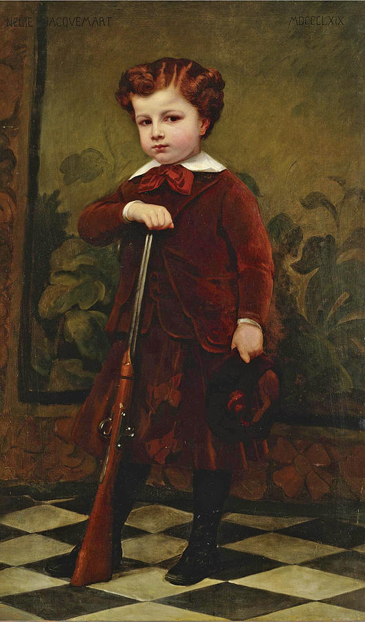 Portrait of a Young Hunter Painting by Nelie Barbe Hyacinthe Jacquemart