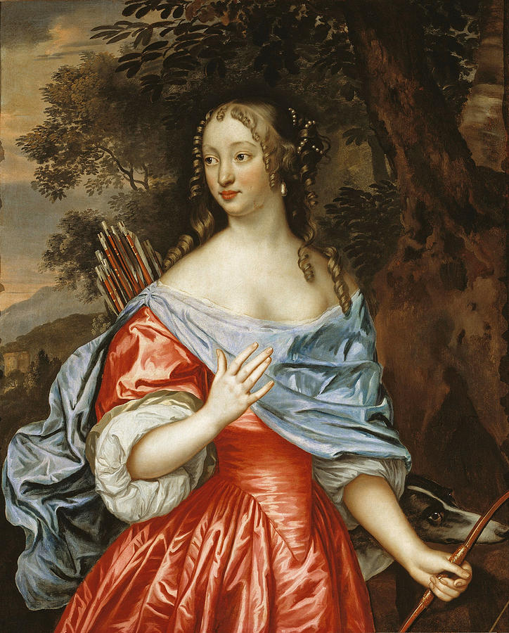 Portrait of a Young Lady as Diana   Painting by Johannes Mijtens
